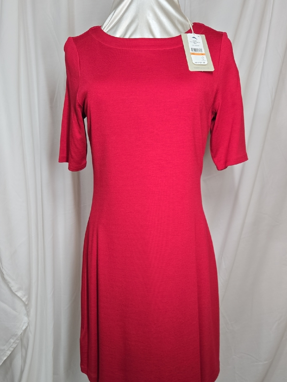 Tommy Bahama Red Midi Scoop Neck Dress